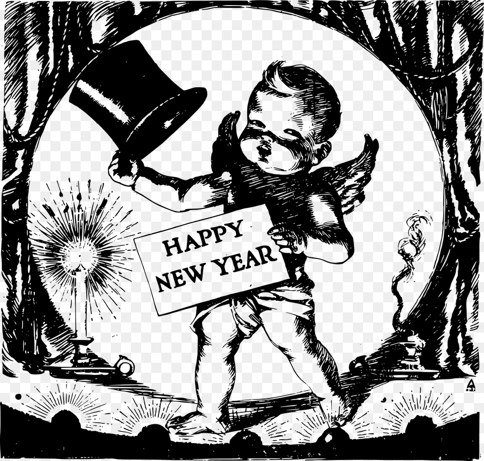 Baby New Year Drawing Cartoon Microsoft Word Baby New Year, Gray Free Transparent Png