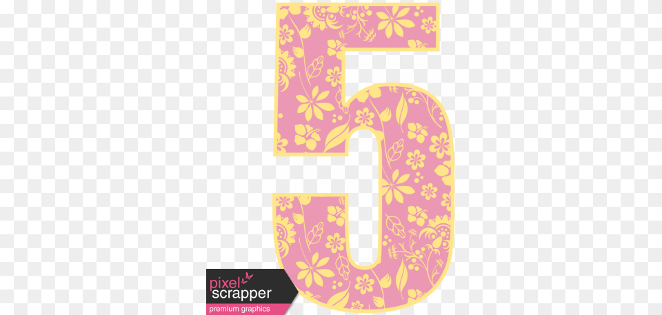 Baby Number 5 Flowers Graphic By Melo Vrijhof Number 5 With Flowers, Symbol, Text, Art, Graphics Free Png
