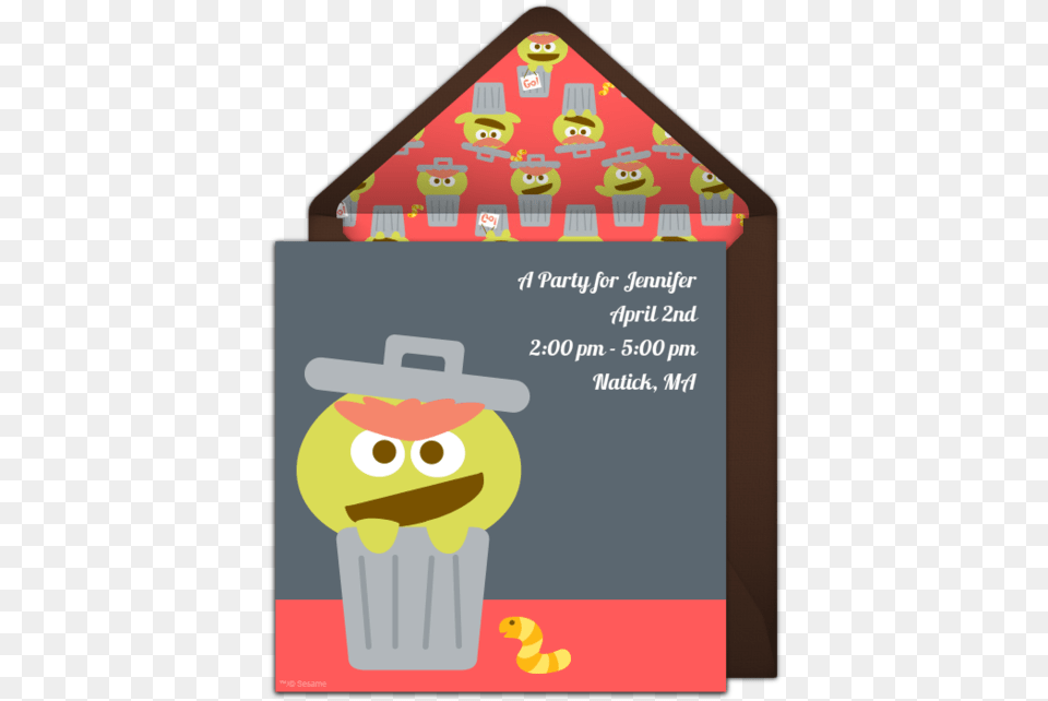 Baby Oscar The Grouch Online Invitation Oscar The Grouch, Advertisement, Poster, Envelope, Mail Free Png