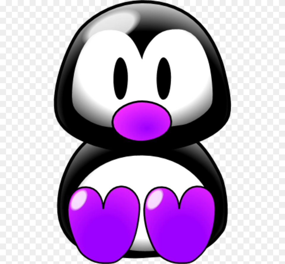 Baby Penguin Sitting With Feet Forward, Purple Free Png