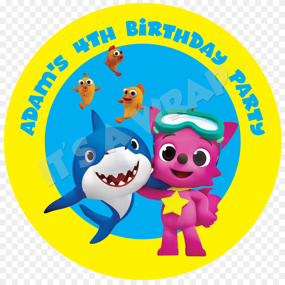 Baby Shark Party Box Stickers Partywraps, Logo, Symbol, Badge, Person Png