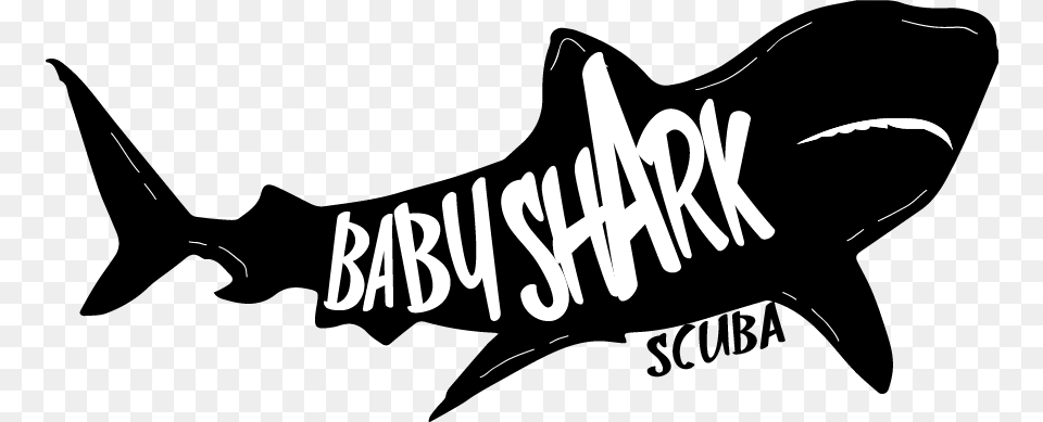 Baby Shark Scuba Calligraphy, Stencil, Animal, Sea Life, Fish Free Png