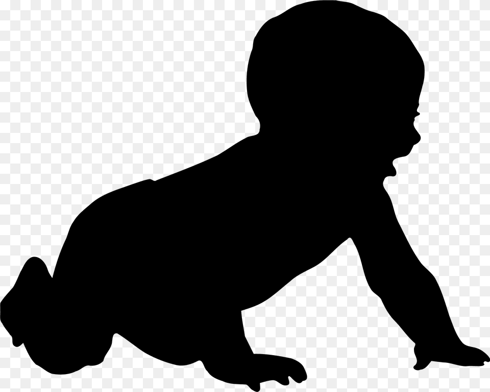 Baby Silhouette, Person, Crawling, Face, Head Free Png Download