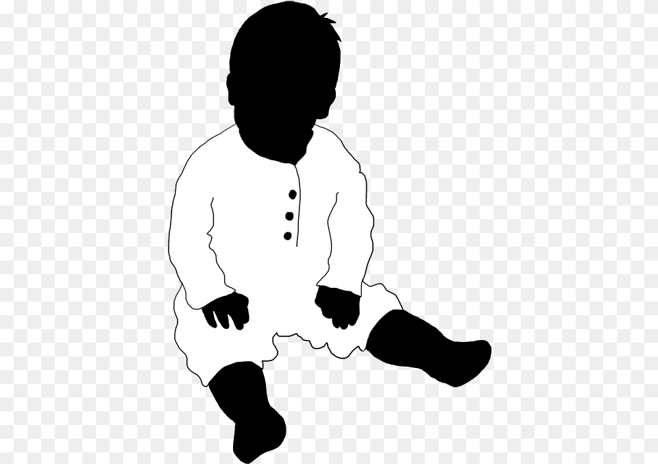 Baby Sitting Silhouette Black White Child Illustration, Stencil, Clothing, Long Sleeve, Sleeve Png