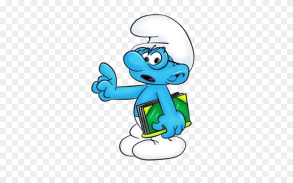 Baby Smurf Carrying Book Cartoon, Person Free Png