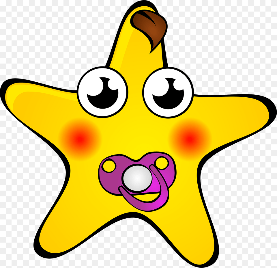 Baby Star With A Pacifier Clipart, Star Symbol, Symbol, Animal, Fish Free Png