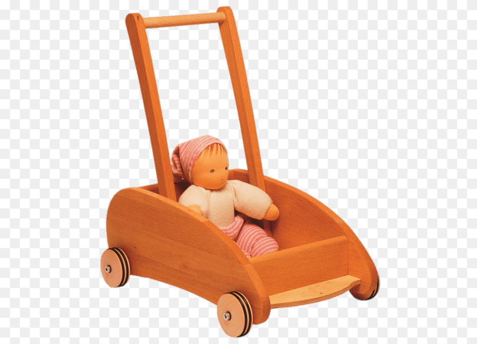 Baby Walker Cart With Doll, Furniture, Person, Toy, Bed Free Png Download