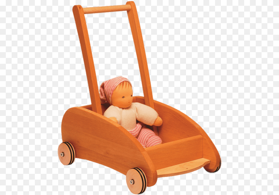 Baby Walker Cart With Doll Wooden Cart For Baby, Furniture, Person, Chair, Bed Png