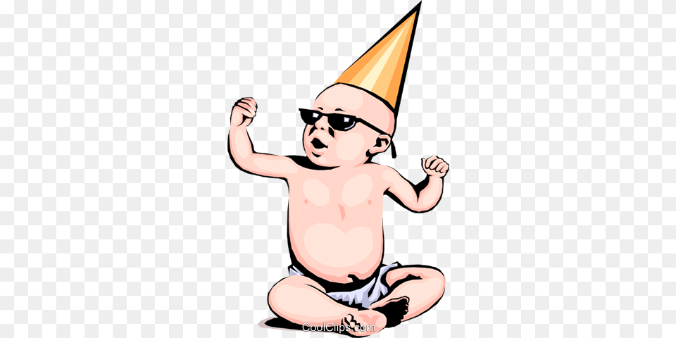 Baby Wearing Sunglasses And Hat Royalty Vector Clip Art, Clothing, Person, Face, Head Png Image