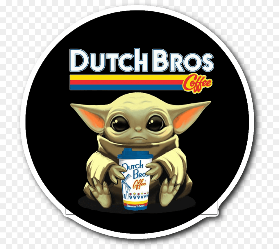 Baby Yoda Drink Dutch Bros Coffee Sticker Baby Yoda T Shirt, Cup, Disposable Cup, Cream, Dessert Free Png Download