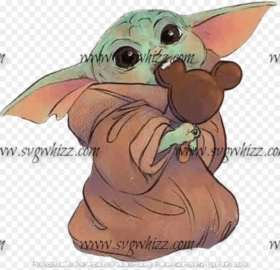 Baby Yoda Eating Mickey Mouse Ice Cream Star Wars Baby Yoda, Animal, Beak, Bird, Person Free Png