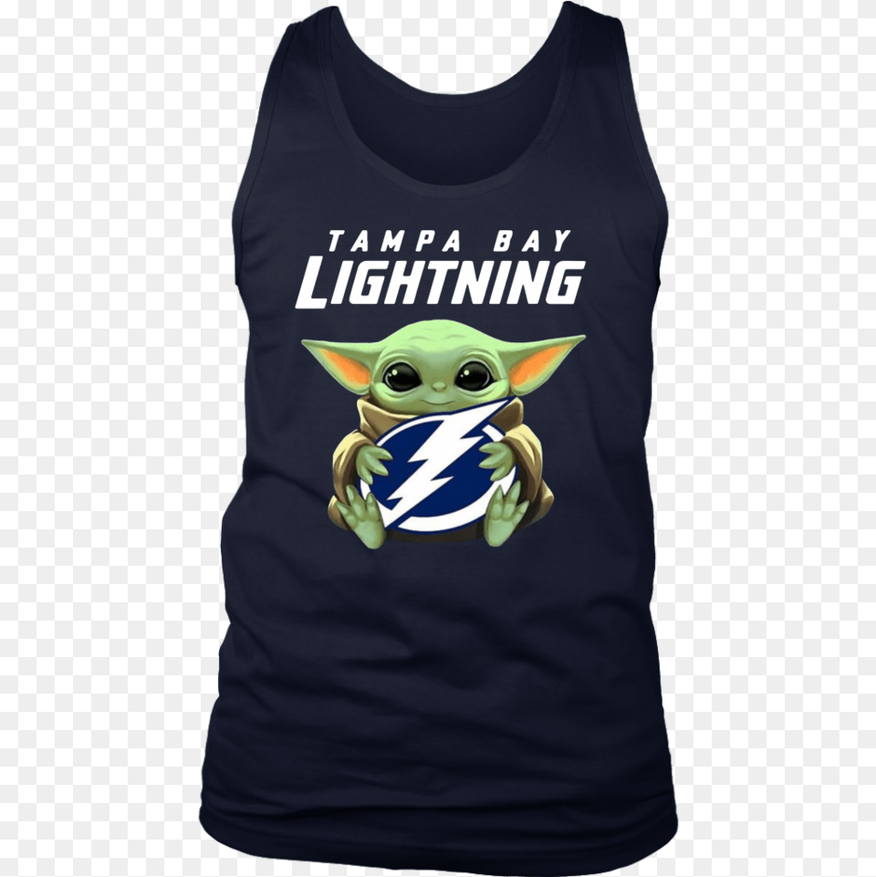 Baby Yoda Hug Tampa Bay Lightning Logo Baby Yoda Tampa Bay Lightning, Clothing, T-shirt, Tank Top, Shirt Png Image