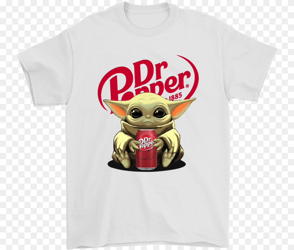 Baby Yoda Hugs Dr Pepper Can Star Wars Shirts Cartoon, Clothing, T-shirt, Shirt, Animal Png Image