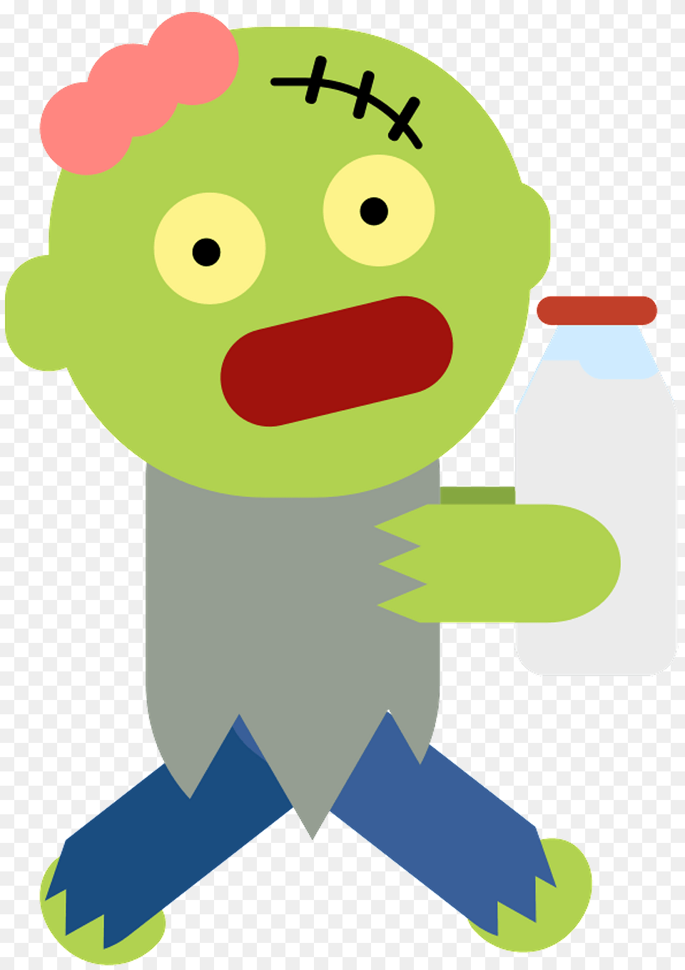 Baby Zombie With Milk Bottle Clipart, Beverage, Plush, Toy, Nature Free Transparent Png