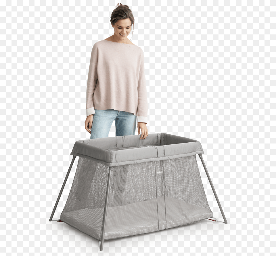 Babybjorn Travel Cot Easy Go Set Up Babybjorn Travel Cot Easy Go, Adult, Person, Furniture, Female Png Image