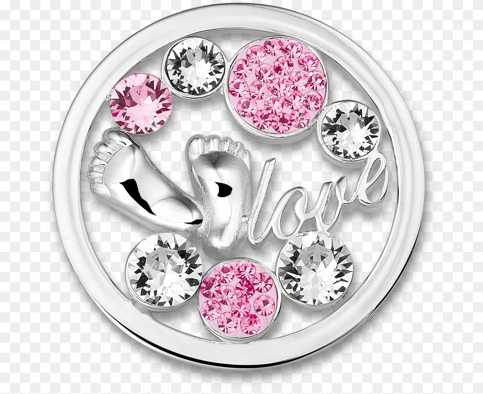 Babyfeet Light Pink Stainless Steel Open Disc With Mi Moneda Munt, Accessories, Earring, Jewelry, Silver Free Png Download