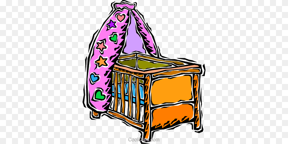 Babys Crib Royalty Vector Clip Art Illustration, Furniture, Infant Bed, Bed, Person Png Image