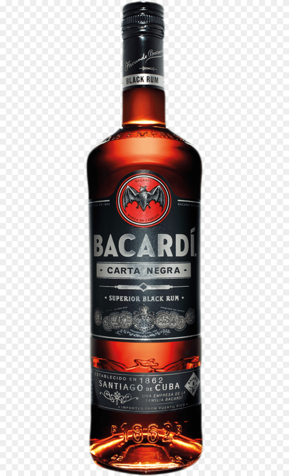 Bacardi Black Puerto Rico, Alcohol, Beverage, Liquor, Whisky Png