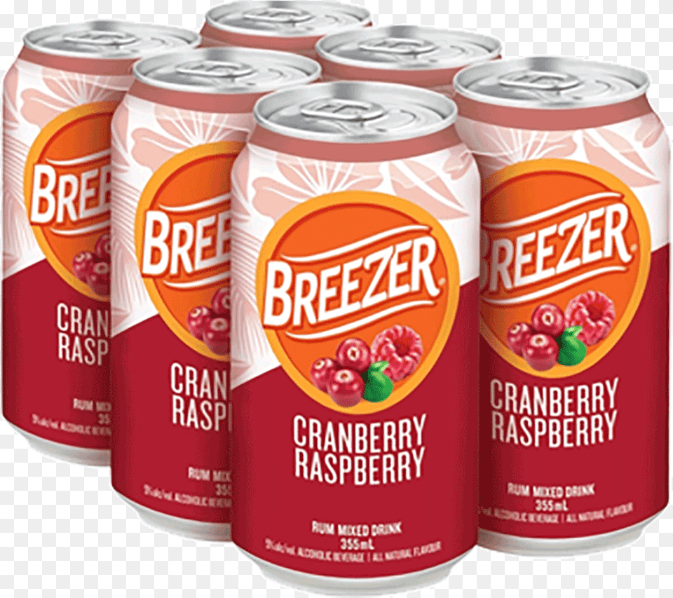 Bacardi Breezer Cranberry Raspberry 6 X 355 Ml Bacardi Cranberry Rum, Can, Tin Png