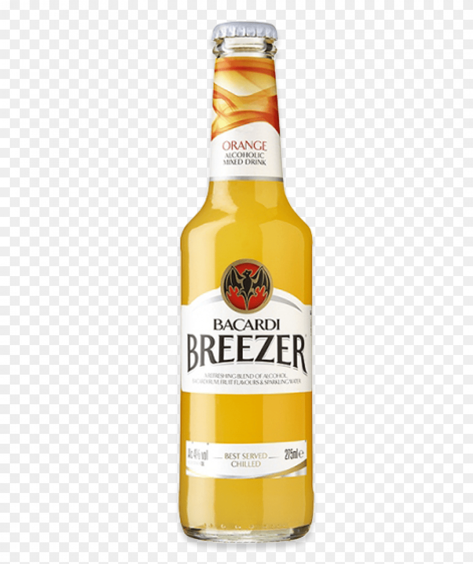 Bacardi Breezer Orange 275ml Bacardi Breezer, Alcohol, Beer, Beer Bottle, Beverage Free Transparent Png