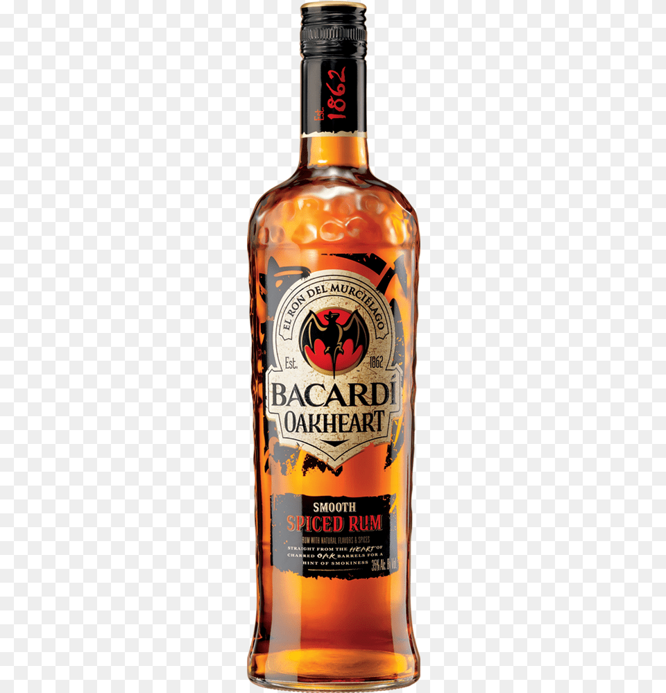 Bacardi Oakheart Smooth Spiced Rum, Alcohol, Beverage, Liquor, Beer Png