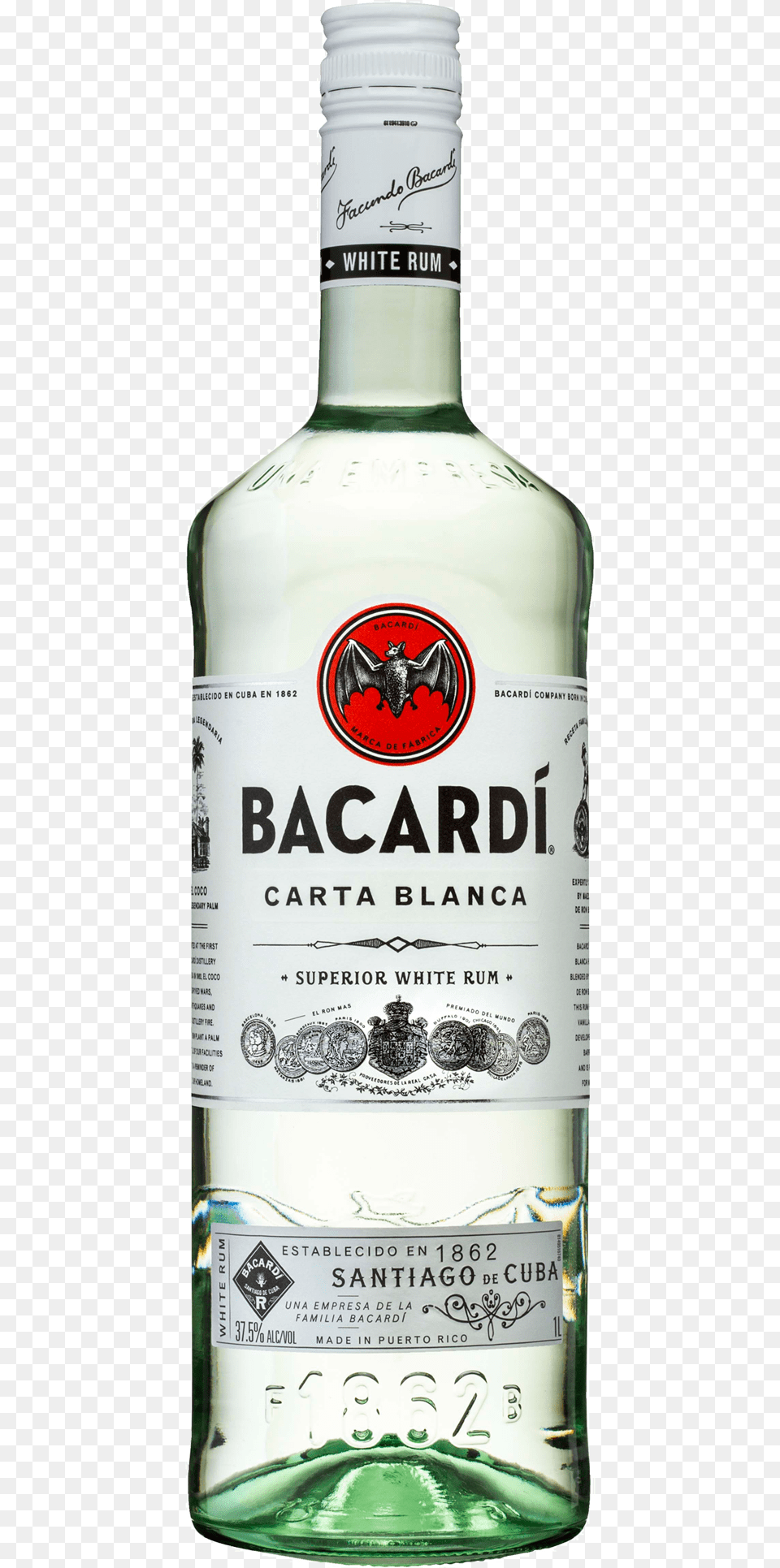 Bacardi Superior White Rum 1l Bottle Bacardi Carta Blanca Rum, Alcohol, Beverage, Gin, Liquor Free Png