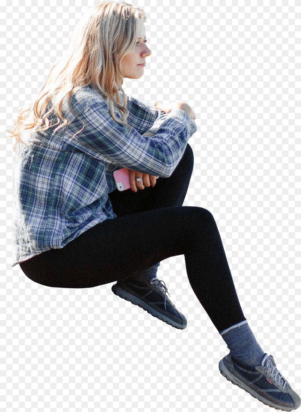 Back Girls V Blond Girl Sitting, Person, Clothing, Footwear, Pants Free Png Download