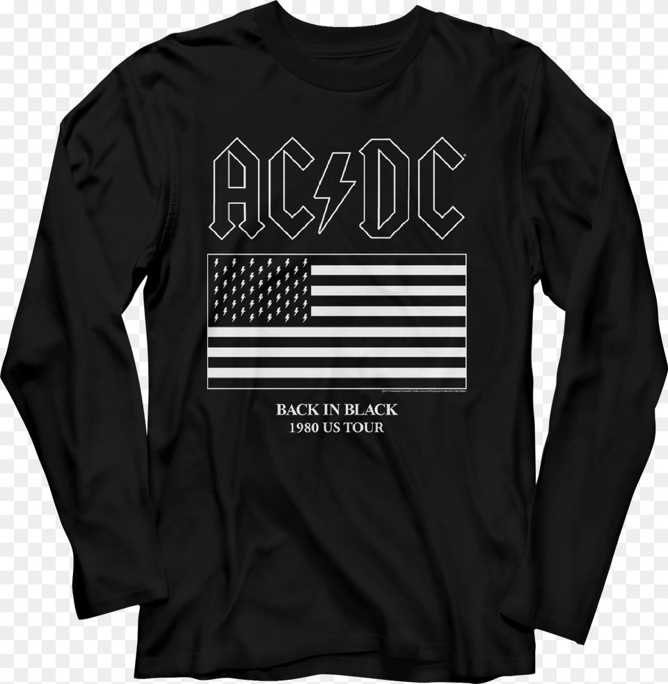 Back In Black 1980 Us Tour Acdc Long Sleeve Shirt Ac Dc Us Flag T Shirt, Clothing, Long Sleeve, T-shirt, Adult Free Png Download