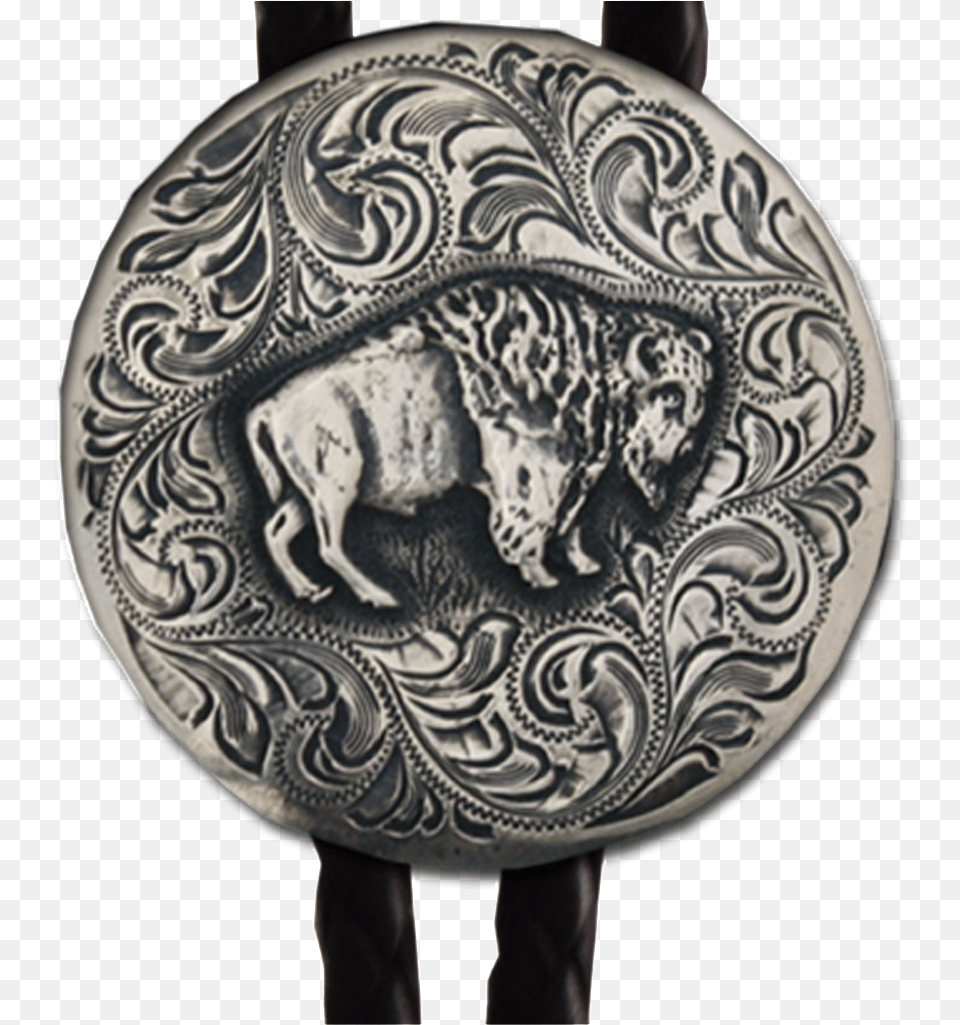 Back In Stock Buffalo Figure Hand Engraved Sterling Bolo Tie, Accessories, Plate, Armor, Buckle Free Png