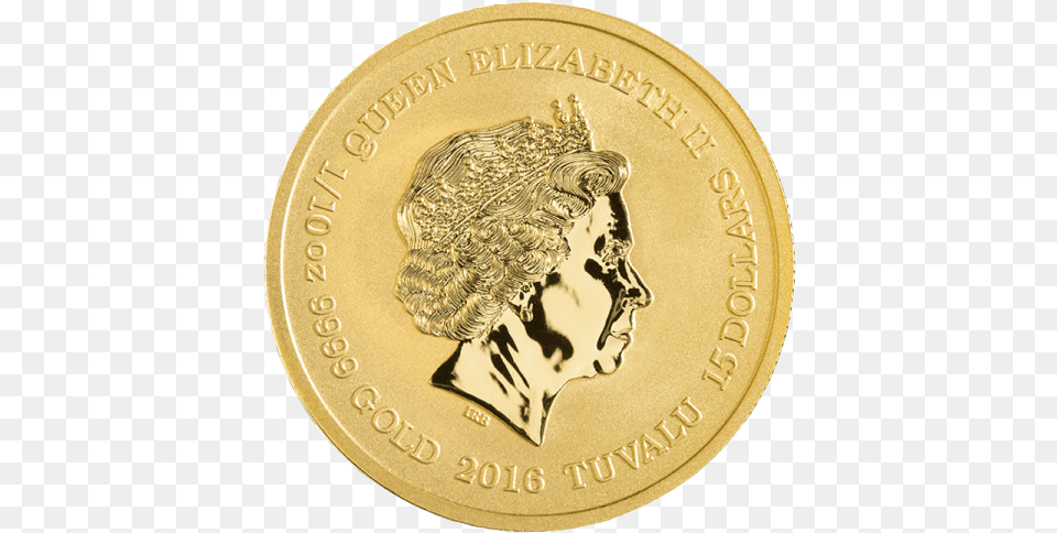 Back Of 2016 110 Oz Queen Elizabeth Tuvalu Gold Coin, Money Free Png