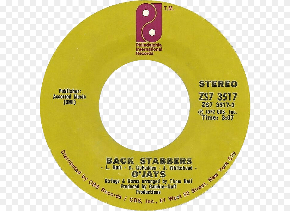 Back Stabbers By O Jays Us Vinyl Single Side A Philadelphia International Records, Disk, Dvd, Text Free Png Download