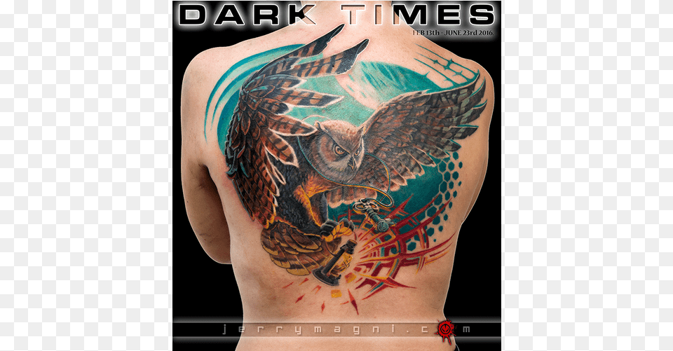 Back Tattoo Color Owl Lantern Tattoos, Person, Skin, Body Part Png Image