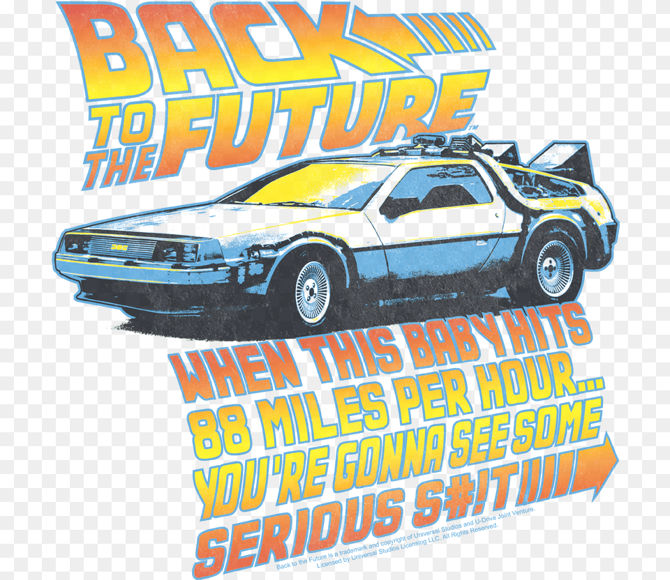 Back To The Future 88 Mph Men39s Slim Fit T Shirt Back To The Future, Advertisement, Vehicle, Transportation, Tire Free Png