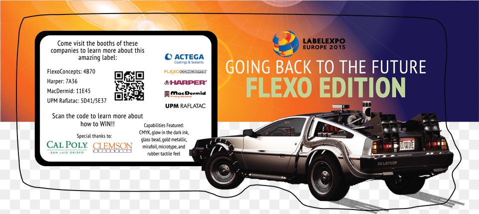 Back To The Future At Labelexpo Europe Actega, Advertisement, Text, Car, Transportation Png