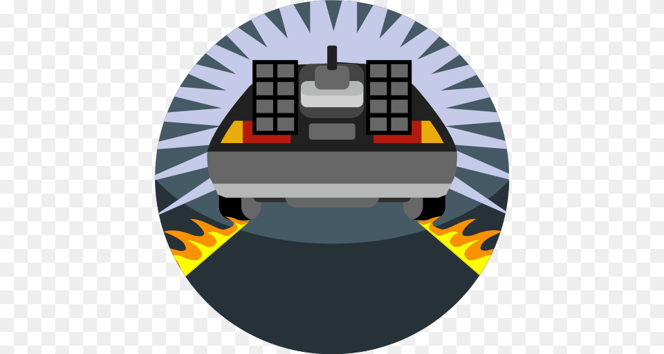 Back To The Future Car Delorean Fast Fire Vehicle Icon, Machine, Wheel, Computer, Computer Hardware Free Png Download