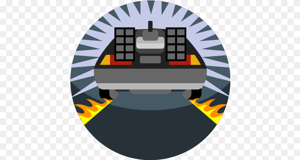 Back To The Future Car Delorean Fast Fire Vehicle Icon Back To The Future Clipart, Machine, Wheel Png