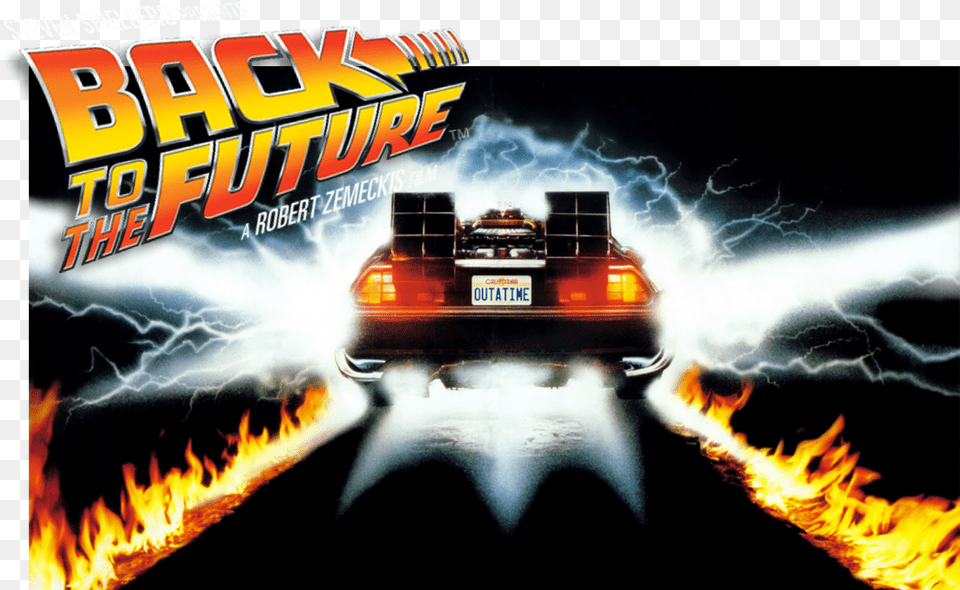 Back To The Future Delorean Outatime, Car, Transportation, Vehicle, Fire Free Png Download