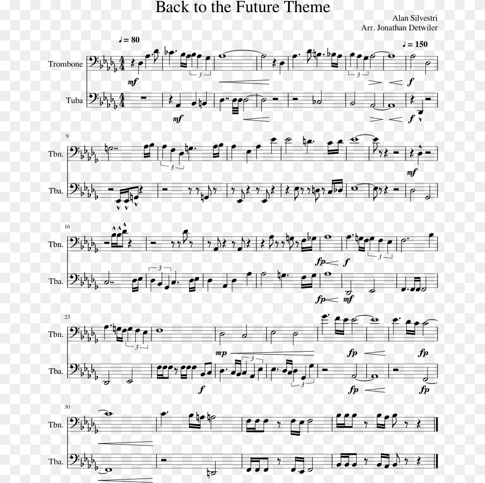 Back To The Future Theme Sheet Music Composed By Alan Rolling In The Deep Partitura, Gray Free Png Download
