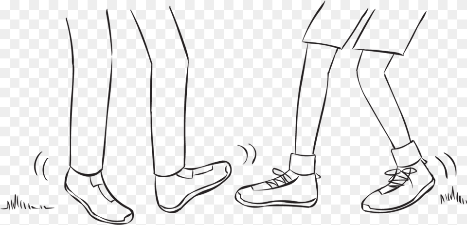 Back Two People Trying To Tag Each Others Feet In Fun Line Art, Clothing, Footwear, Shoe, Sneaker Free Png