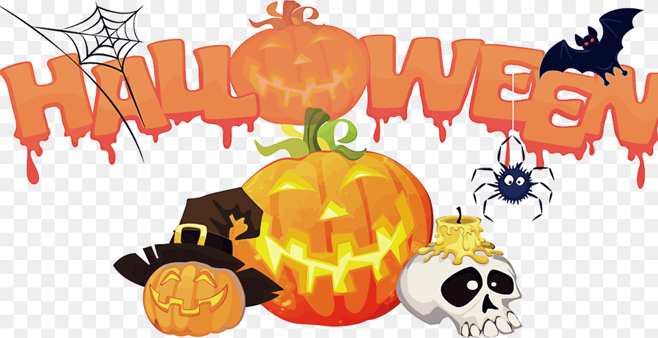 Background Bat Cobweb Vector Graphic On Pixabay 31 De Octubre Halloween, Food, Plant, Produce, Pumpkin Free Png Download