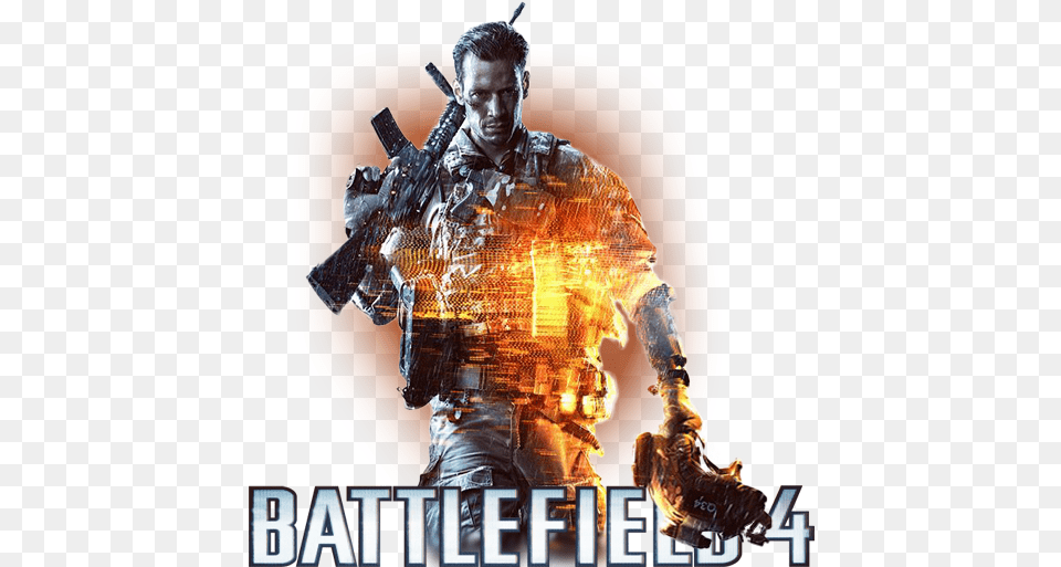 Background Battlefield 4 Icon, Advertisement, Adult, Male, Man Free Png Download
