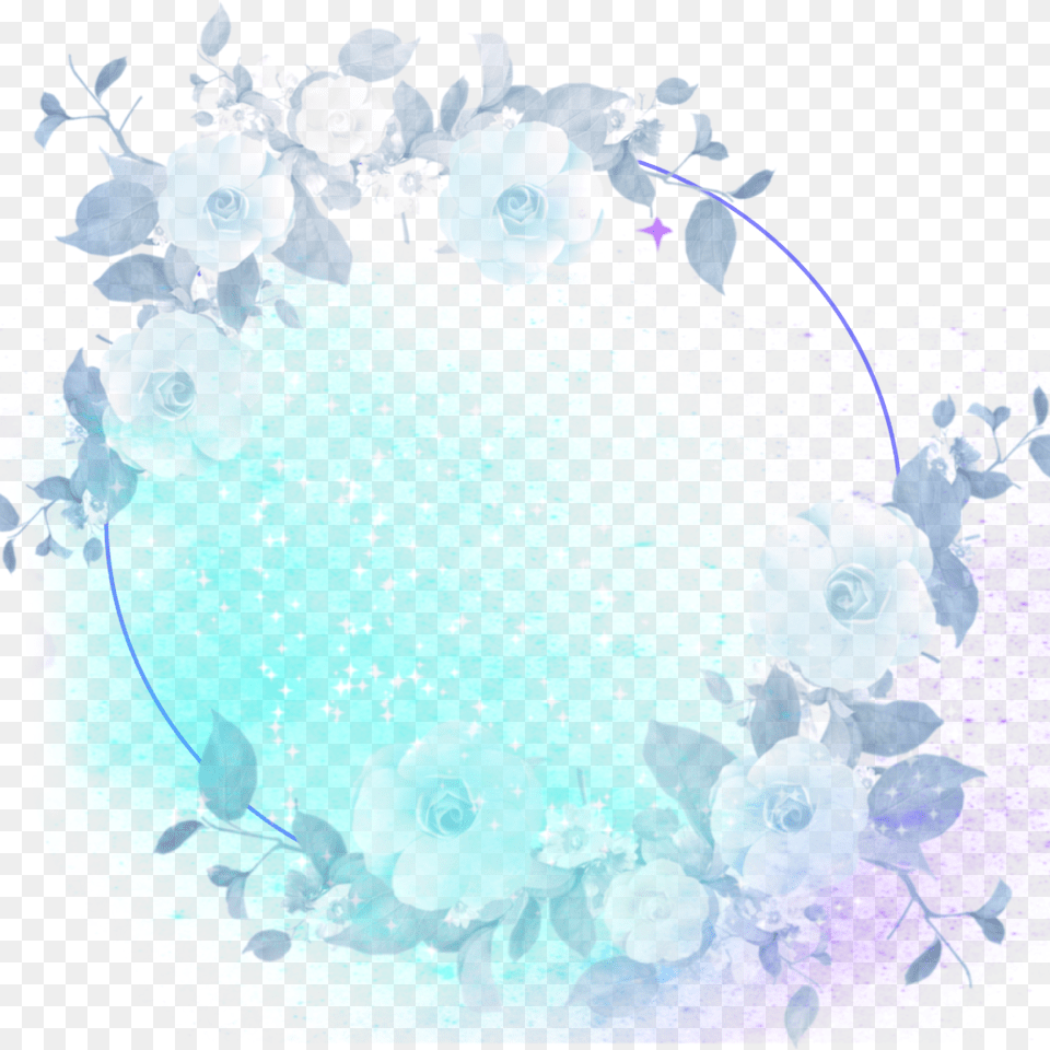 Background Blue Rose Frame Remix Vjaii Transparent Background Blue Watercolor Flowers, Anemone, Art, Floral Design, Flower Free Png Download