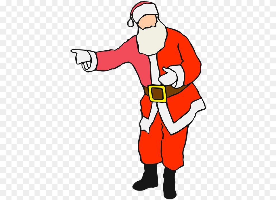 Background Claus Full Length Pointing Santa Santa Claus, Baby, Person, Face, Head Free Png Download
