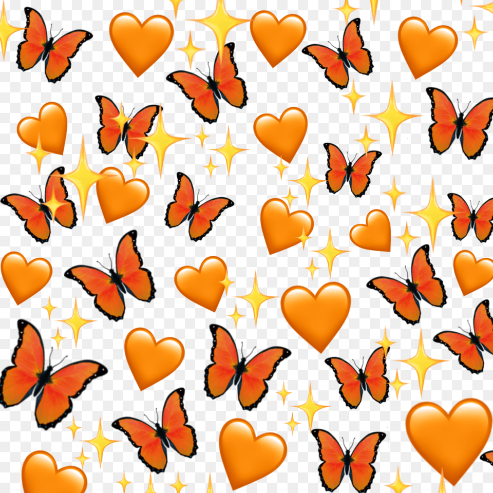 Background Hearts Orangeheart Butterfly Emoji, Pattern, Heart, Balloon Png