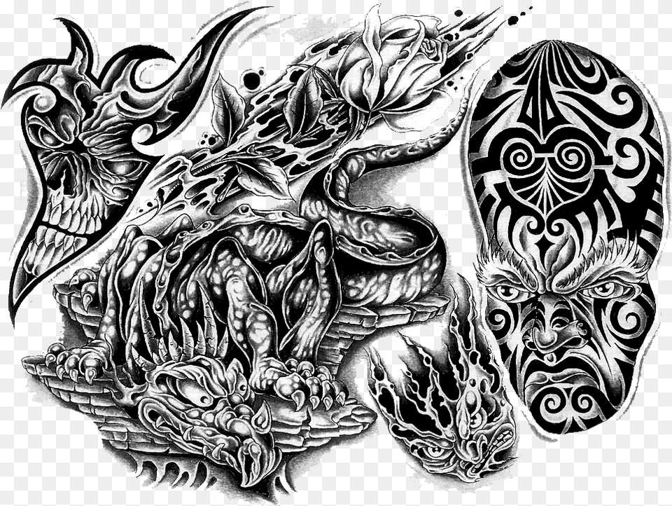 Background Img50 Tattoo Sleeve, Art, Drawing, Doodle, Face Free Png Download