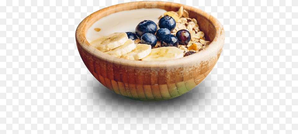 Background Porridge Oatmeal Granola Yoghurt Banana Blueberries, Bowl, Berry, Blueberry, Food Free Png
