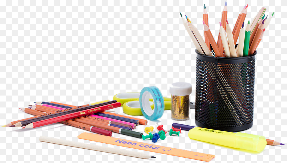 Background School Supplies, Pencil, Tape Free Png