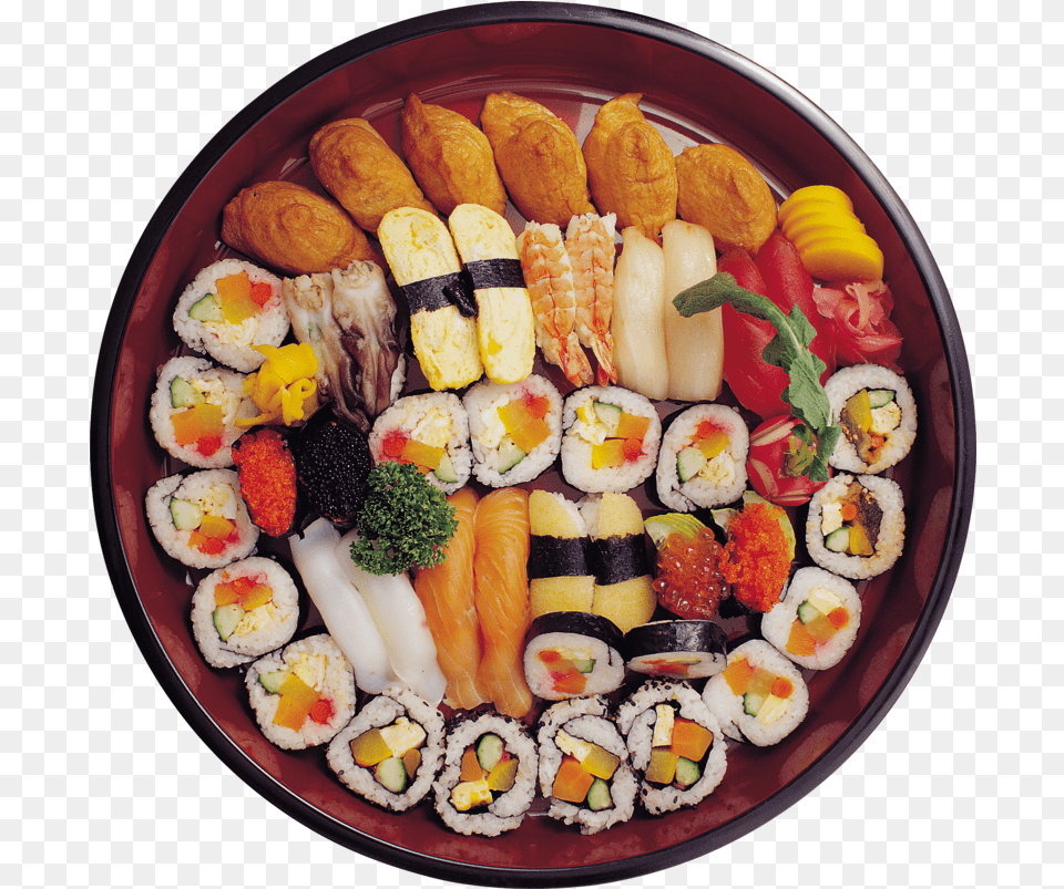 Background Sushi Transparent, Dish, Platter, Meal, Food Free Png Download