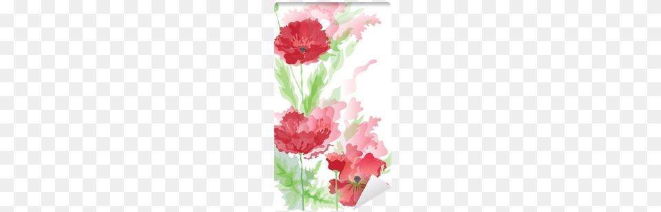 Background With Poppies In Watercolor Effect Wall Mural Sulu Boya Efekti, Flower, Plant, Art, Floral Design Free Png Download