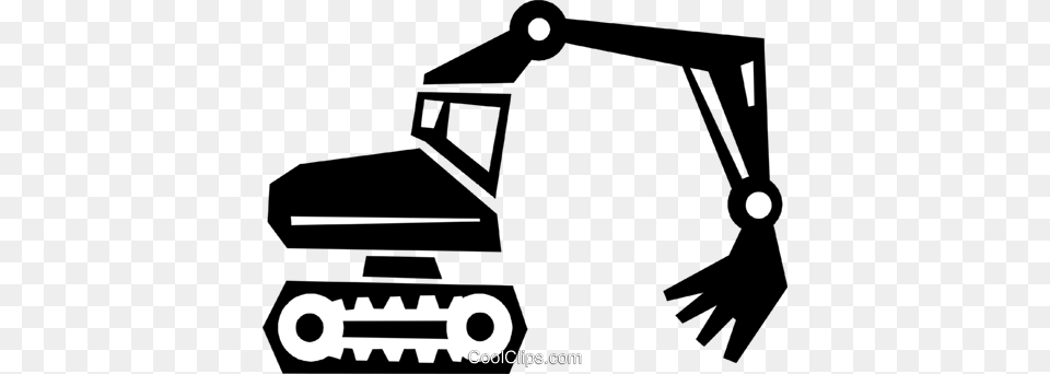 Backhoe Royalty Vector Clip Art Illustration, Machine, Device, Grass, Lawn Free Transparent Png